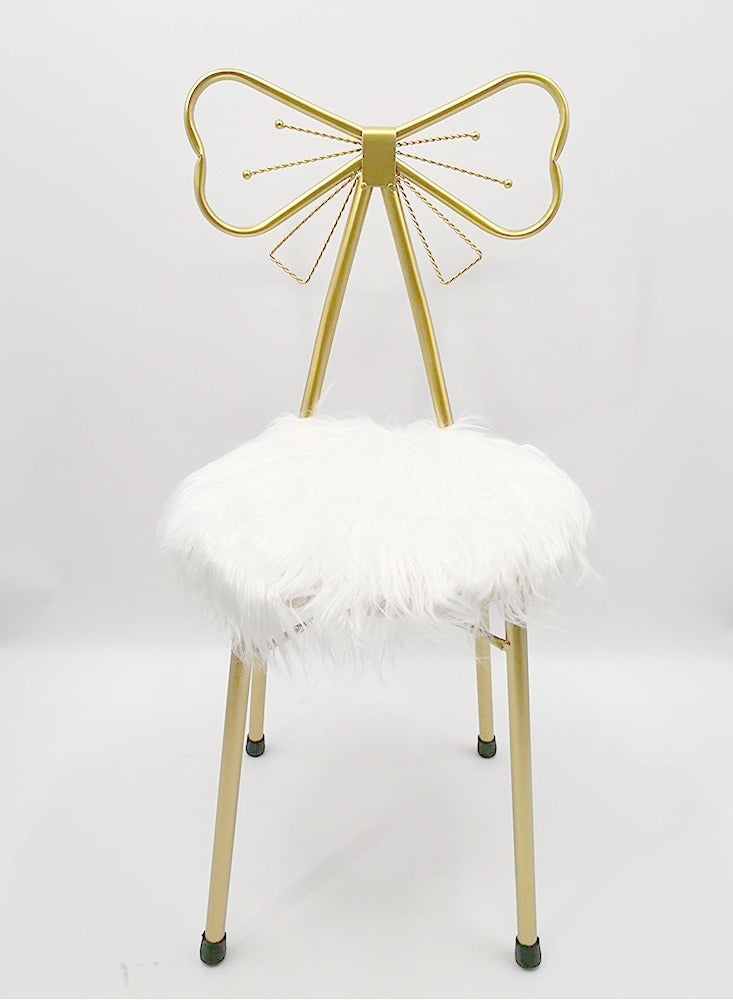 LINGWEI Makeup Chair Fur Cushioned Padded Vanity Chair Multicolour 43x80x40cm - Image 5