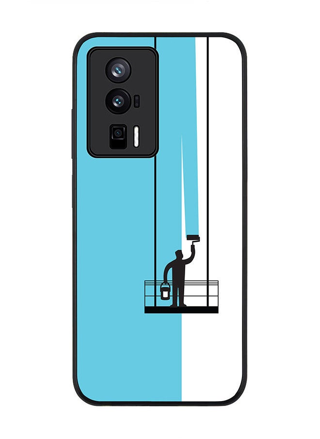 Stylizedd Rugged Black edge case for Xiaomi Poco F5 Pro 5G / Xiaomi Redmi K60 / Xiaomi Redmi K60 Pro Slim fit Soft Case Flexible Rubber Edges Anti Drop TPU Gel Thin Cover - Paint Hanger (Blue)  - Image 1
