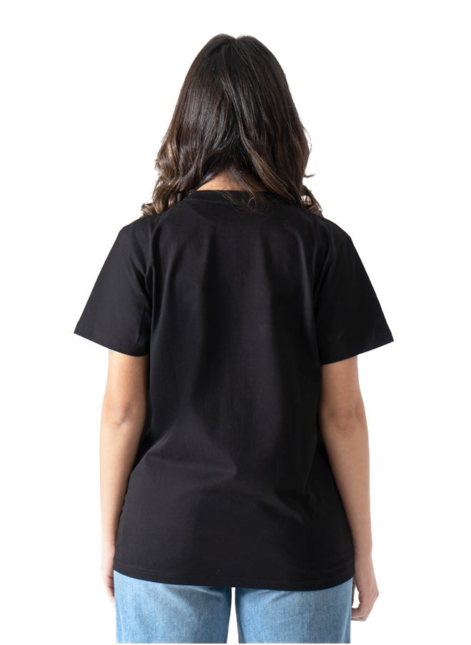 OKOYE - Black Front Printed Text T-Shirt - Image 1