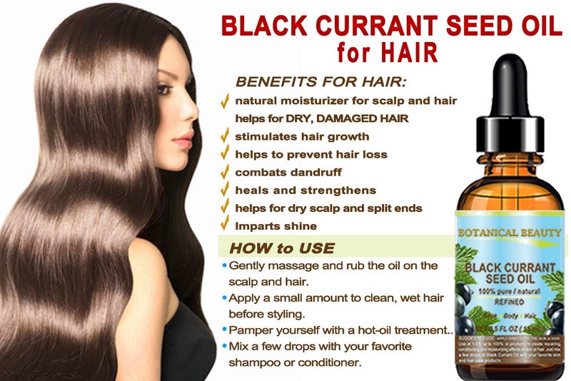 Botanical Beauty BLACK CURRANT SEED OIL 100% Pure Natural Undiluted Refined Cold Pressed Carrier oil. 0.5 Fl.oz. - 15ml. For Skin, Hair, Lip, Nail Care. Rich in gamma-linolenic acid, Omega 3, 6, 9 - Image 2