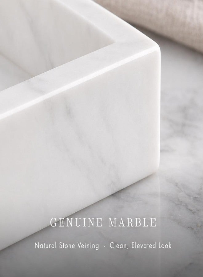 Bey-Berk White Marble Napkin Holder, 5.75"L x 1.75"W x 9"H - Guest Towel Tray for Bathroom, Kitchen Counter, and Outdoor Use - Image 3