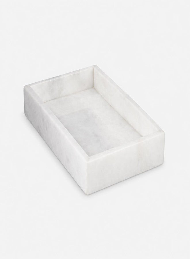 Bey-Berk White Marble Napkin Holder, 5.75"L x 1.75"W x 9"H - Guest Towel Tray for Bathroom, Kitchen Counter, and Outdoor Use - Image 1