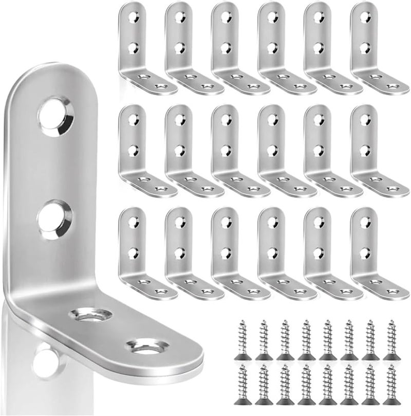 Stainless Steel Corner Brackets 50Pcs 90 Degree L Bracket With Screws For Furniture Shelves Cabinet - Image 4