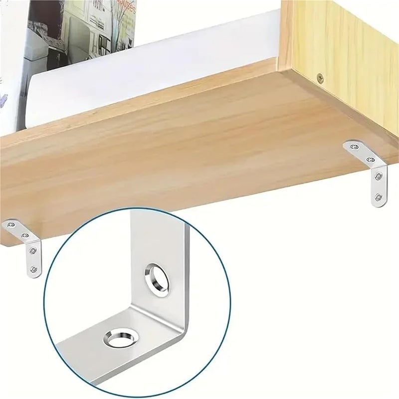 Stainless Steel Corner Brackets 50Pcs 90 Degree L Bracket With Screws For Furniture Shelves Cabinet - Image 5