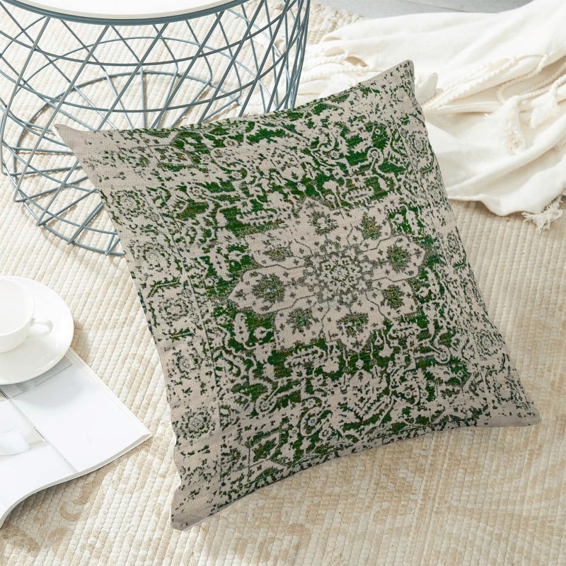 AEIOAE Boho Pillow Covers 16x16 Inch Set of 2 Sage Green Beige Carpet Pattern Throw Pillows Case Ethnic Design Retro Outdoor Decorative Square Linen Farmhouse Decor Cushion Covers for Home Sofa Couch - Image 4