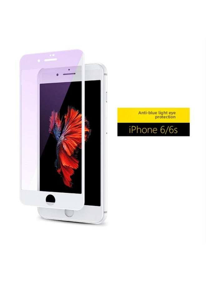 Generic Applicable To For Iphone 6s/7/8 Tempered Film 7 Full Screen Hard Edge For Iphone8plus Full Screen Coverage 6p Anti-Blue Light 6sp-Colour:9d Full Screen Hard Edge [white Blue Light☆3 Pieces Set]-Size:For Iphone6  - Image 1