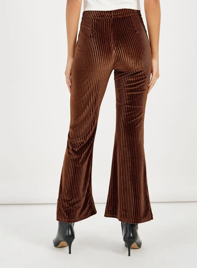Styli Velvet Look Flared Pants