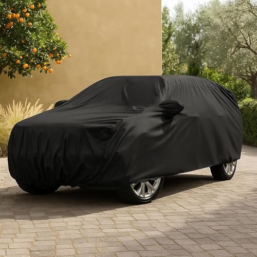 Sulfar 100% Water Resistant Car Body Cover Compatible with Mirror for Fiat Aventura (Triple Stitched, Full Bottom Elastic, Black) - Image 3