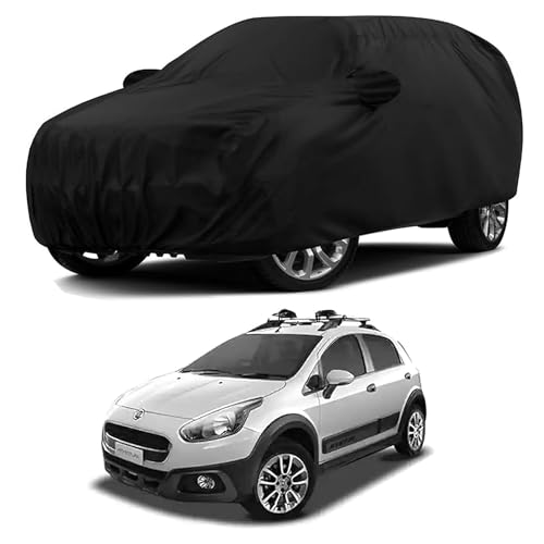 Sulfar 100% Water Resistant Car Body Cover Compatible with Mirror for Fiat Aventura (Triple Stitched, Full Bottom Elastic, Black) - Image 1