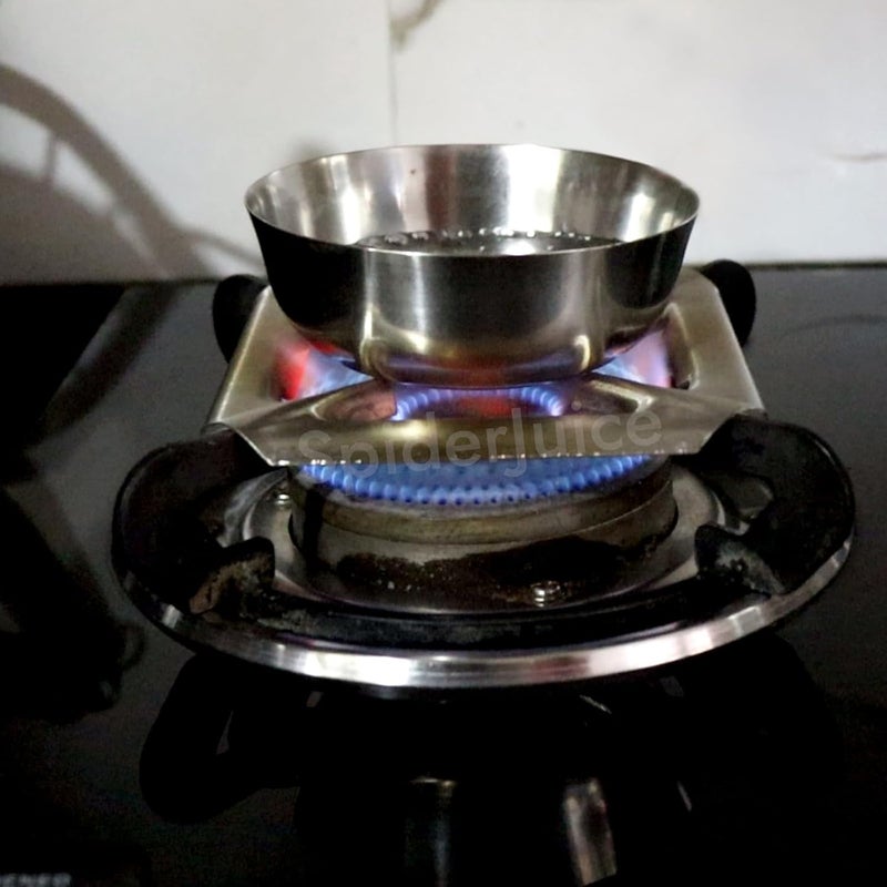 SpiderJuice Stainless Steel Attachable Removable Gas Burner Stand Perfect Sturdy Hot Pot Small Stand Vessel Stand 2in1 Avoid Burning Ring Flame Small Pan (Set of 2) - Image 5