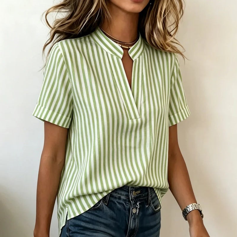 Women's Striped Short Sleeve Shirt - Image 1