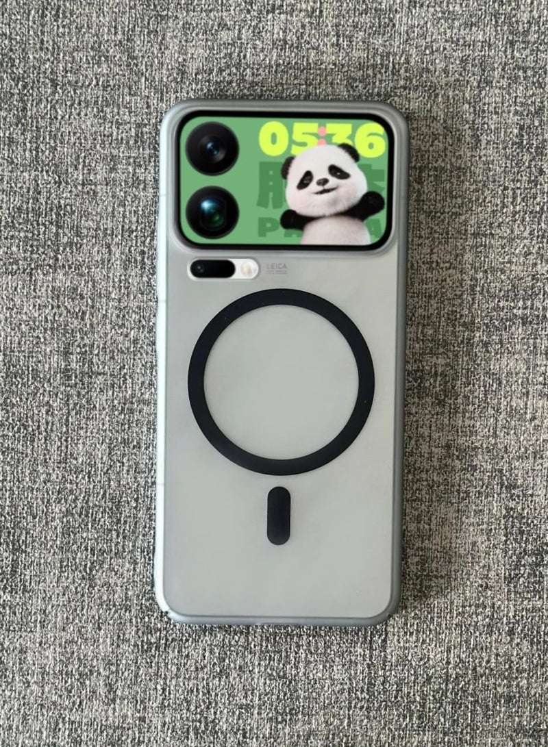 حافظة لهاتف Xiaomi 17 Pro Max، شفافة، ملمس بلوري، تدعم الشحن المغناطيسي، مقاومة لبصمات الأصابع، حماية للعدسة، غلاف صلب من مادة PC، غطاء خلفي لهاتف Xiaomi 17 Pro Max - Image 1