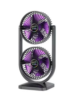 Toy Box Double Layer Fan, Small Personal USB Desk Fan, Portable Desktop Table Cooling Fan Powered by USB, Strong Wind, for Home Office Car Outdoor Travel - Black  - Image 1