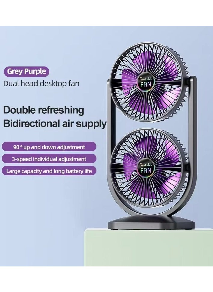 Toy Box Double Layer Fan, Small Personal USB Desk Fan, Portable Desktop Table Cooling Fan Powered by USB, Strong Wind, for Home Office Car Outdoor Travel - Black  - Image 2