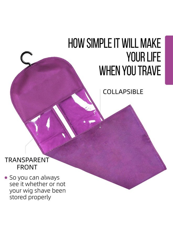 AIHOPESTO Wig Storage Dust-Proof Wig Bag Hair Extension Holder 2Pcs Waterproof Hair Extension Storage Wig Holder For Multiple Wigs Bags Storage With Hanger Wig Stand Hair Extensions, Wigs & Accessories (Purple) - Image 2