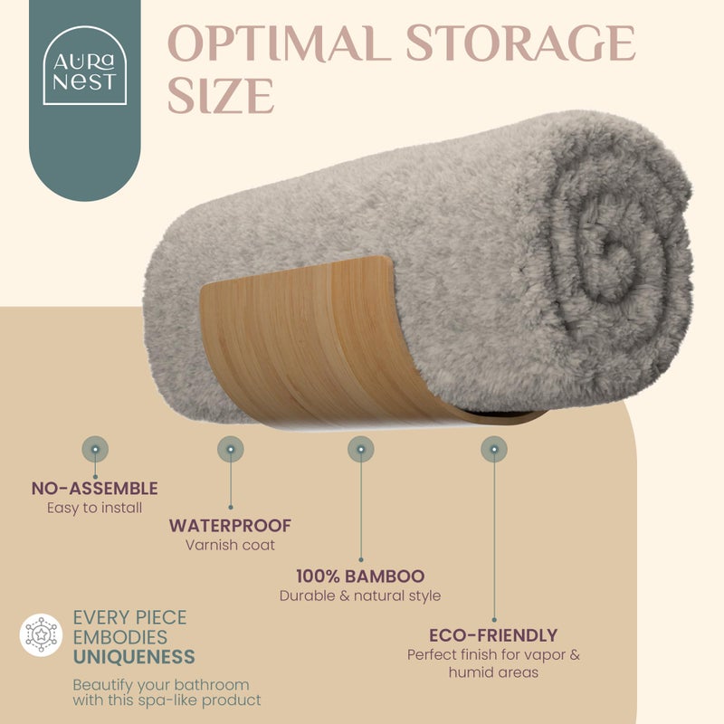 Auranest Bamboo Towel Rack by Aura Nest Set of 4 Wood Towel Racks Bamboo Bathroom Accessories -Wall Towel Holder for Rolled Towels Wooden Towel Racks for Bathroom Spa Bathroom - Natural Bamboo - Image 2