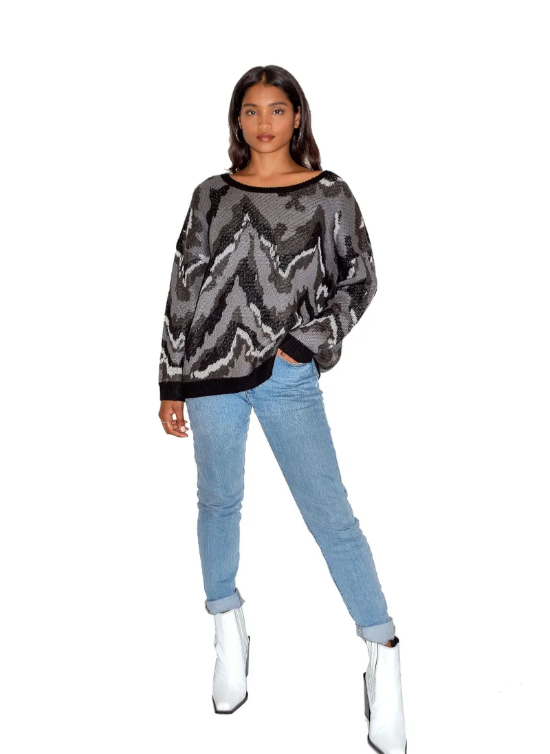 Liquorish Abstract Grey Tones Jumper