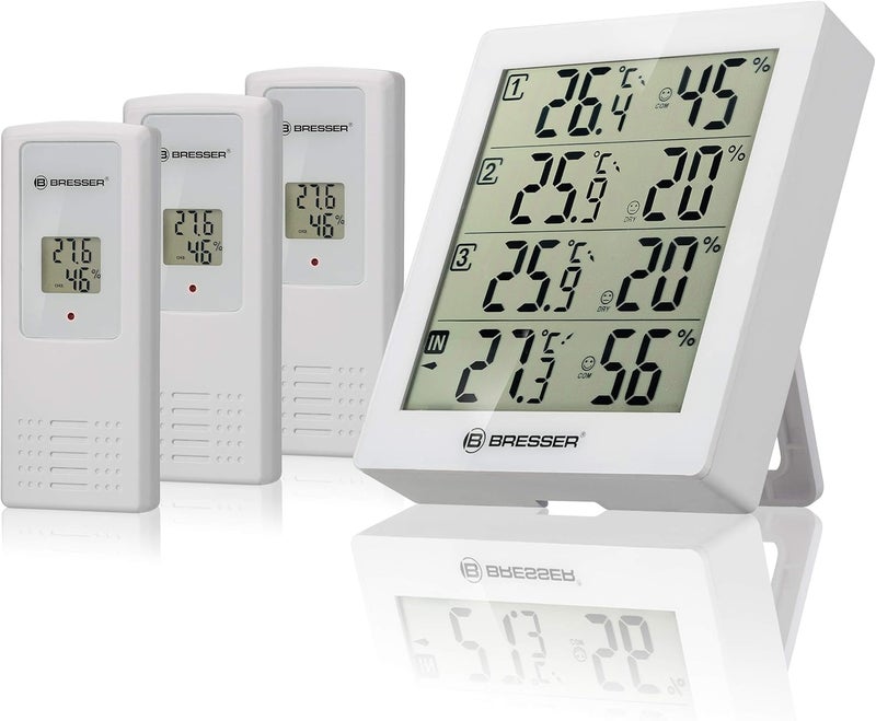 BRESSER Thermo hygrometer, white, 10.5 x 2.5 x 12 cm Flexible trendy construction - Image 1