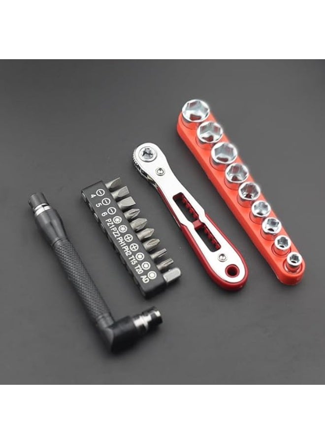 21Pcs Ratchet Screwdriver Set, 1/4 Ultra Low Profile Mini Ratchet Wrenches Set with Reversible 36-Tooth Design Magnetic Repair Tool for Electronics, Toys, Home Appliances - Image 1