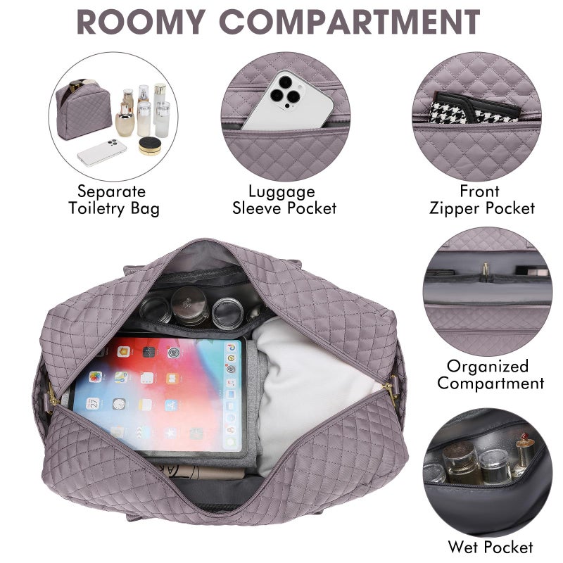 LUOCIP Travel Duffle Bag Weekender for Women - Carry-On Overnight Bag Personal Item Bag with Shoe Compartment & Wet Pocket Large Weekend Tote Bags with Toiletry Bag Hospital Bags for Labor and Delivery - Image 4