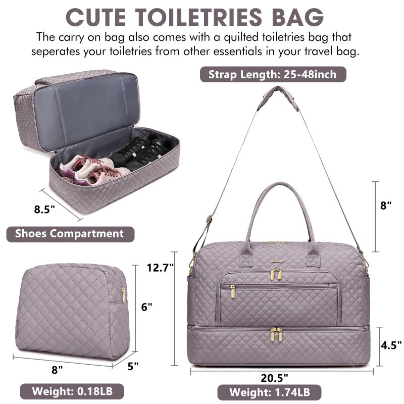 LUOCIP Travel Duffle Bag Weekender for Women - Carry-On Overnight Bag Personal Item Bag with Shoe Compartment & Wet Pocket Large Weekend Tote Bags with Toiletry Bag Hospital Bags for Labor and Delivery - Image 2