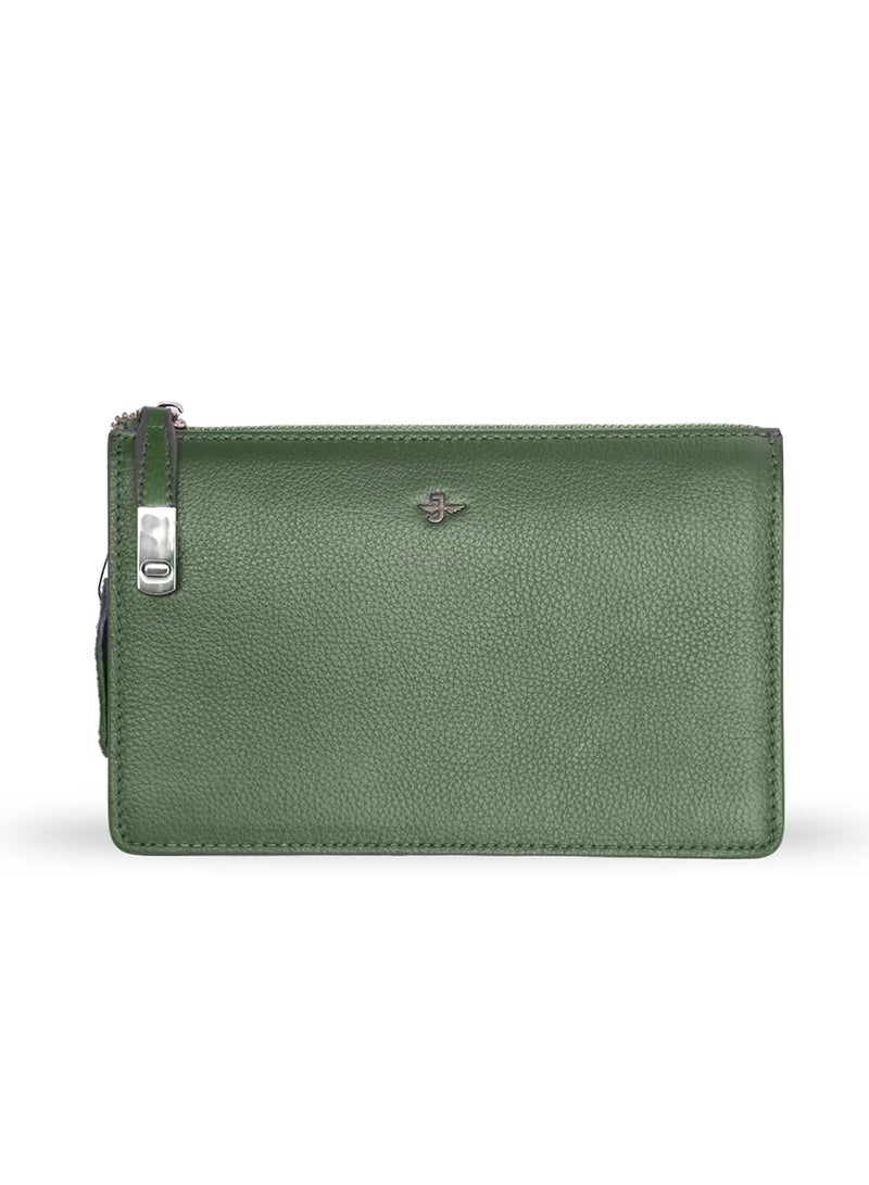 JOVIAL Compact Leather Handbag Subtle Texture with Sleek Zip Closure and Minimalist Style - Image 1
