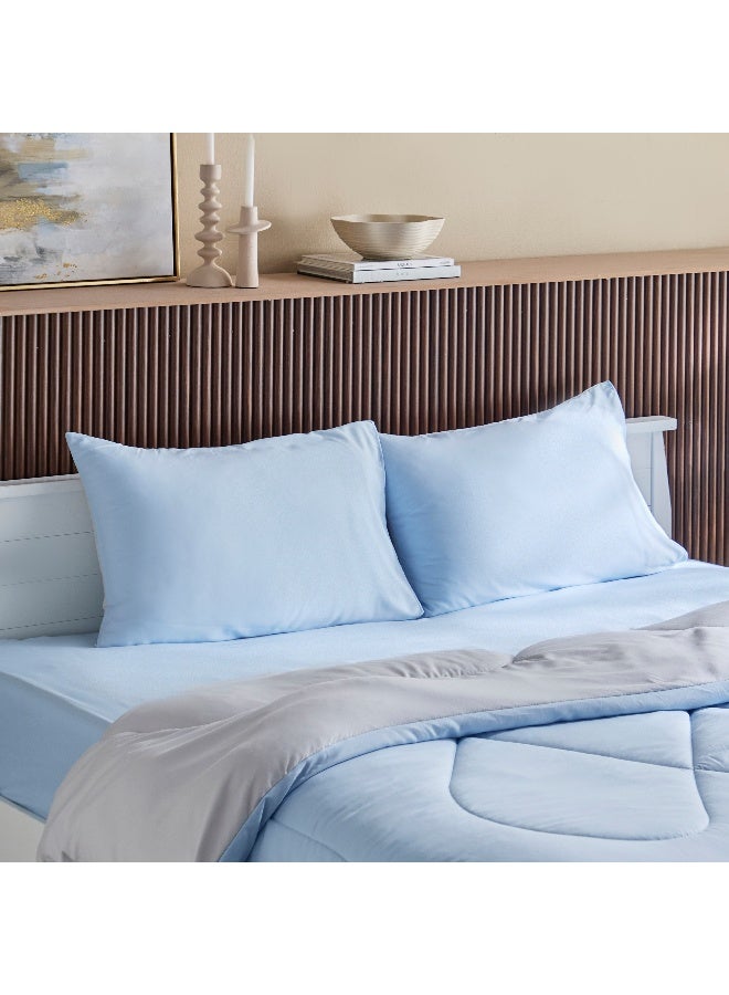 Home Box Derby Microfiber Queen Comforter Set - Light Blue - Image 1