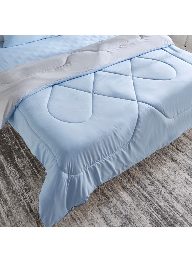 Home Box Derby Microfiber Queen Comforter Set - Light Blue - Image 5