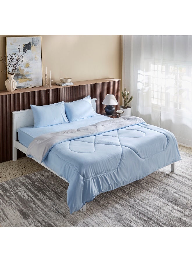 Home Box Derby Microfiber Queen Comforter Set - Light Blue - Image 2