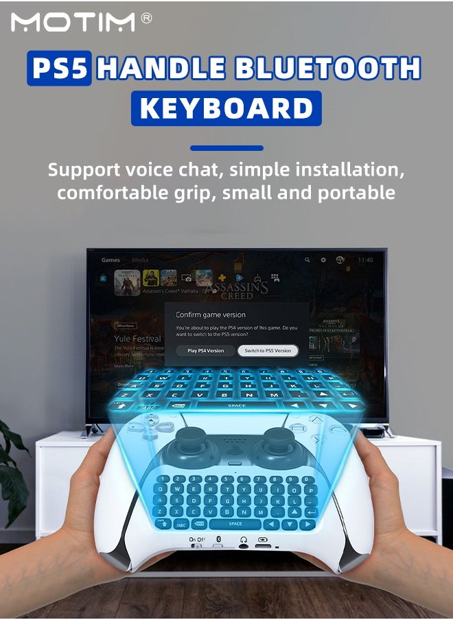 Wireless Controller External Keyboard for PS5 Bluetooth 3.0 Mini Gamepad Chatpad with Built-in Speaker 3.5MM Audio Jack for Playstation 5 Voice Chat Board
