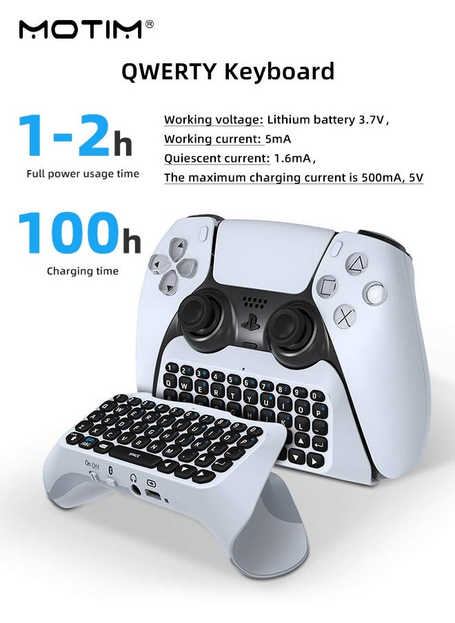 Wireless Controller External Keyboard for PS5 Bluetooth 3.0 Mini Gamepad Chatpad with Built-in Speaker 3.5MM Audio Jack for Playstation 5 Voice Chat Board