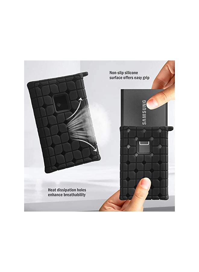 Procases ProCase Samsung T7 / T7 Touch Portable SSD Carrying Case with Silicone Cover, Hard EVA Shockproof Storage Travel Organizer for Samsung T7 Touch Portable 500GB 1TB 2TB USB Solid State Drives -Navy - Image 4