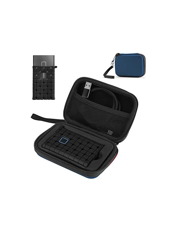 Procases ProCase Samsung T7 / T7 Touch Portable SSD Carrying Case with Silicone Cover, Hard EVA Shockproof Storage Travel Organizer for Samsung T7 Touch Portable 500GB 1TB 2TB USB Solid State Drives -Navy - Image 2