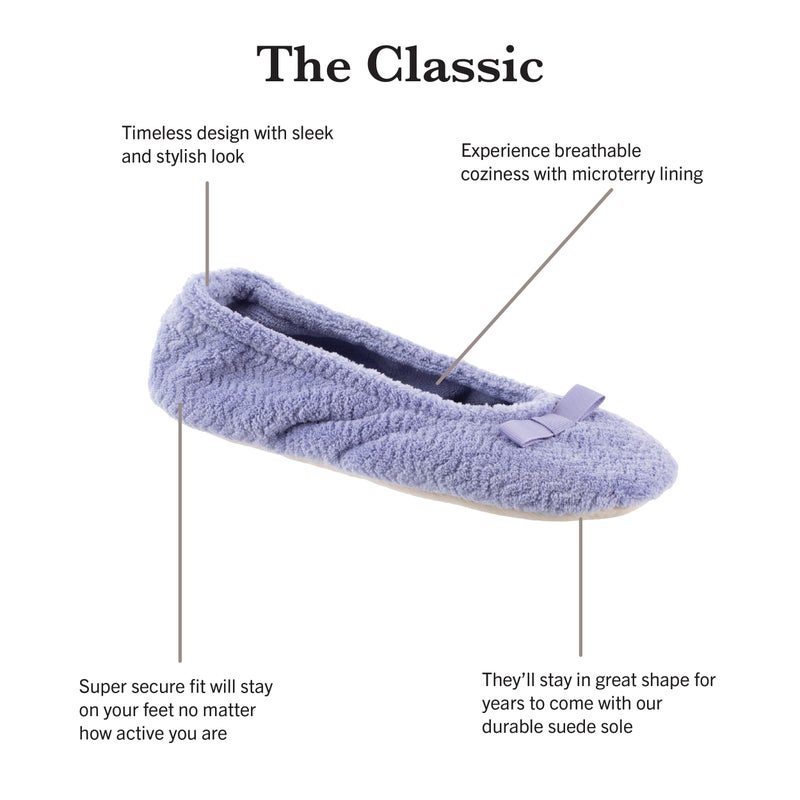 isotoner Women's Moisture Wicking and Suede Sole for Comfort Slipper, Periwinkle, 8-9 - Image 2