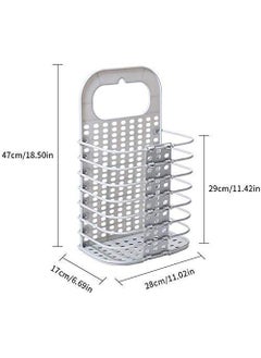 UK Enterprise UK Enterprise Wall Mounted Portable Magic Sticker Plastic Laundry Hamper Bag for Bathroom Bedroom Dirty ClothesBathroom Hanging Mesh Laundry Basket Toiletry Organization Washing Bin For Home  - Image 2