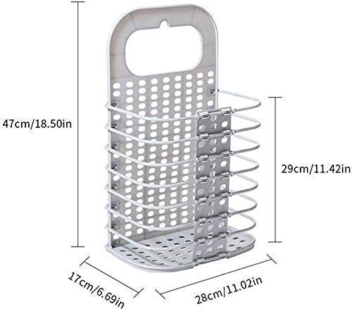 UK Enterprise UK Enterprise Wall Mounted Portable Magic Sticker Plastic Laundry Hamper Bag for Bathroom Bedroom Dirty ClothesBathroom Hanging Mesh Laundry Basket Toiletry Organization Washing Bin For Home  - Image 2