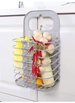 UK Enterprise UK Enterprise Wall Mounted Portable Magic Sticker Plastic Laundry Hamper Bag for Bathroom Bedroom Dirty ClothesBathroom Hanging Mesh Laundry Basket Toiletry Organization Washing Bin For Home  - Image 4