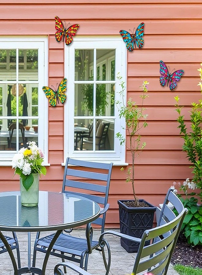 Daogtc Metal Butterfly Wall Decor - 9.6" Outdoor Fence Wall Art Decor, Hanging for Garden Yard Living Room Bedroom Patio Balcony,Gift for Family Friends(4 Pack) - Image 5