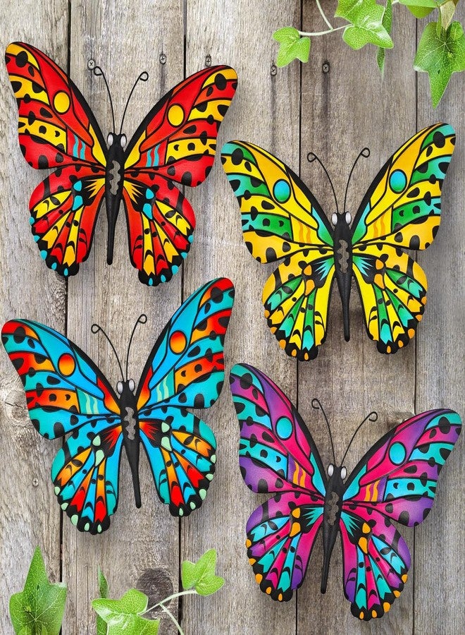 Daogtc Metal Butterfly Wall Decor - 9.6" Outdoor Fence Wall Art Decor, Hanging for Garden Yard Living Room Bedroom Patio Balcony,Gift for Family Friends(4 Pack) - Image 1