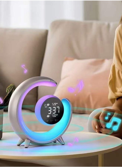 RGB Smart Alarm Clock with Perpetual Calendar HD Display and Touch Controls Multi-Color LED Ambient Light Wake Up Light Dual Alarm Feature High Quality Speaker Natural Sounds for a Cozy Experience