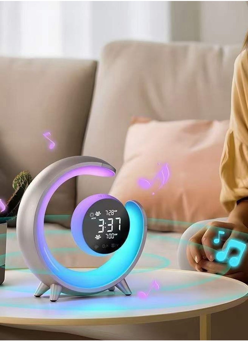 Sharpdo - RGB Smart Alarm Clock with Perpetual Calendar HD Display and Touch Controls Multi-Color LED Ambient Light Wake Up Light Dual Alarm Feature High Quality Speaker Natural Sounds for a Cozy Experience - Image 1