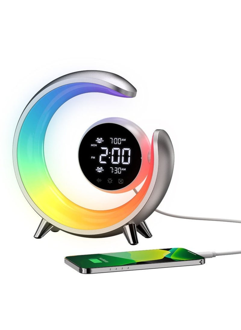 Sharpdo - RGB Smart Alarm Clock with Perpetual Calendar HD Display and Touch Controls Multi-Color LED Ambient Light Wake Up Light Dual Alarm Feature High Quality Speaker Natural Sounds for a Cozy Experience - Image 1