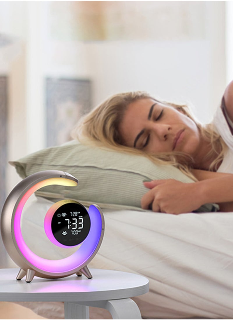 Sharpdo - RGB Smart Alarm Clock with Perpetual Calendar HD Display and Touch Controls Multi-Color LED Ambient Light Wake Up Light Dual Alarm Feature High Quality Speaker Natural Sounds for a Cozy Experience - Image 1