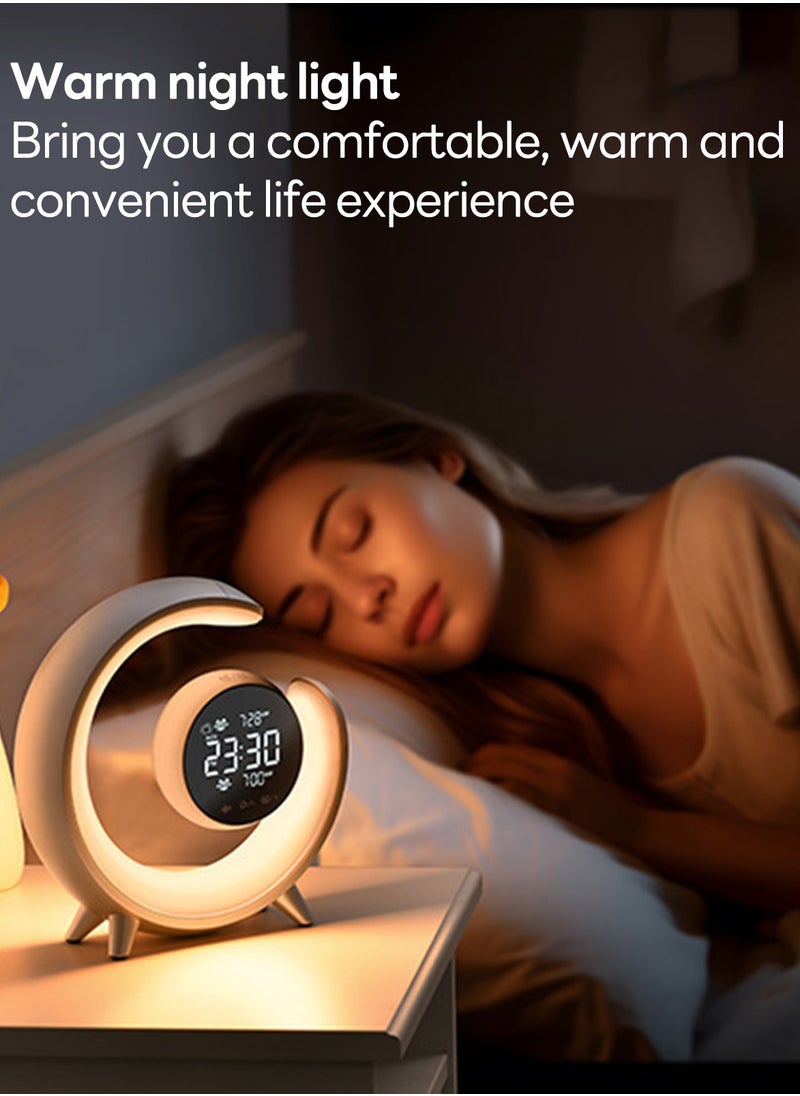 Sharpdo - RGB Smart Alarm Clock with Perpetual Calendar HD Display and Touch Controls Multi-Color LED Ambient Light Wake Up Light Dual Alarm Feature High Quality Speaker Natural Sounds for a Cozy Experience - Image 1