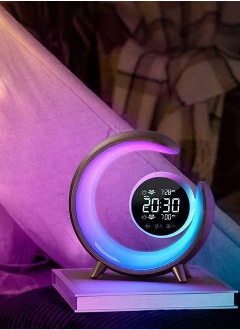 Sharpdo - RGB Smart Alarm Clock with Perpetual Calendar HD Display and Touch Controls Multi-Color LED Ambient Light Wake Up Light Dual Alarm Feature High Quality Speaker Natural Sounds for a Cozy Experience - Image 1
