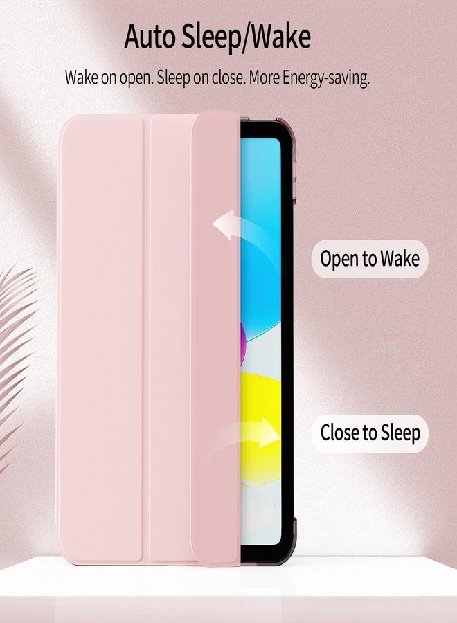 kenke جراب KENKE لجهاز iPad (A16) الجيل الحادي عشر 11 بوصة 2025، وجهاز iPad الجيل العاشر 2022 10.9 بوصة، جراب ذكي ثلاثي الطي رفيع مع حامل، غطاء خلفي صلب شفاف من البولي كربونات بدون حامل قلم، لون وردي - Image 5