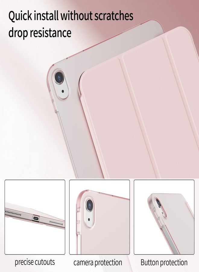 kenke جراب KENKE لجهاز iPad (A16) الجيل الحادي عشر 11 بوصة 2025، وجهاز iPad الجيل العاشر 2022 10.9 بوصة، جراب ذكي ثلاثي الطي رفيع مع حامل، غطاء خلفي صلب شفاف من البولي كربونات بدون حامل قلم، لون وردي - Image 2