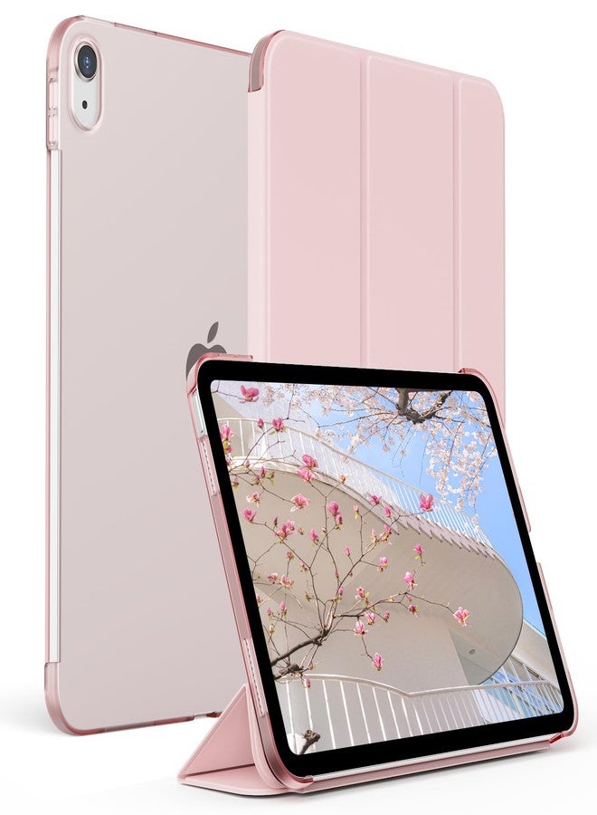 kenke جراب KENKE لجهاز iPad (A16) الجيل الحادي عشر 11 بوصة 2025، وجهاز iPad الجيل العاشر 2022 10.9 بوصة، جراب ذكي ثلاثي الطي رفيع مع حامل، غطاء خلفي صلب شفاف من البولي كربونات بدون حامل قلم، لون وردي - Image 1
