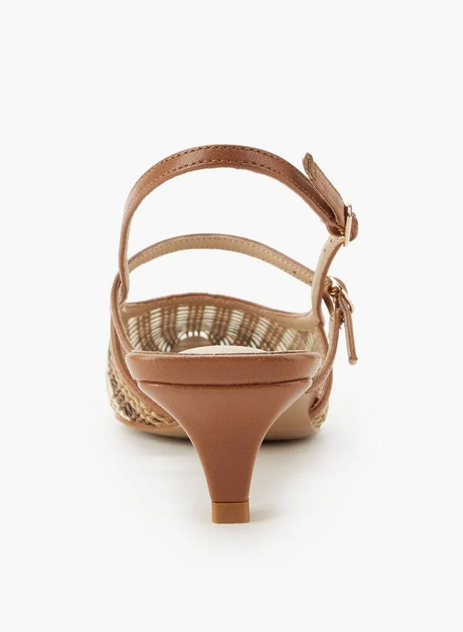 Celeste BEIGE Women Textured Kitten Heel Sandals for Women | Best Price UAE