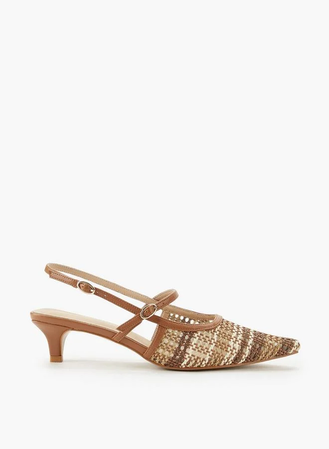 Celeste BEIGE Women Textured Kitten Heel Sandals for Women | Best Price UAE